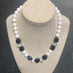 Elegant Vintage Black and White Beaded Necklace